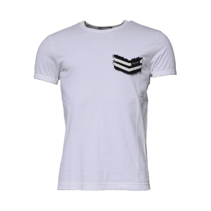 Dolce & Gabbana White Stripes Crew Neck Short Sleeves T-shirt