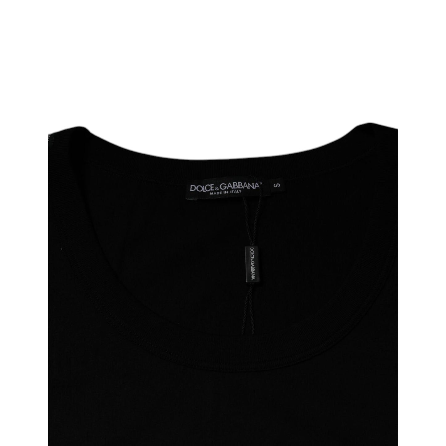 Dolce & Gabbana Black Cotton Round Neck Sleeveless T-shirt