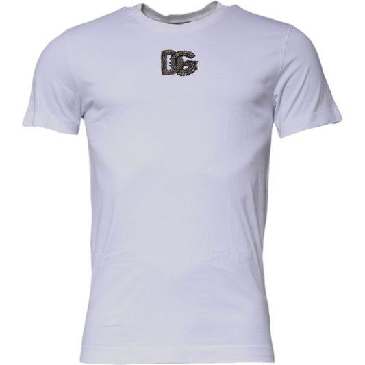 Dolce & Gabbana White DG Logo Cotton Crew Neck T-shirt TSH87558-46