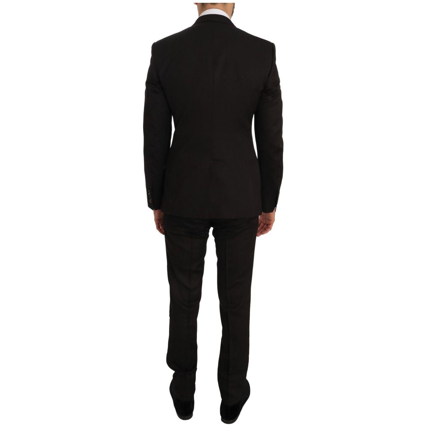 Dolce & Gabbana Brown Wool Crystal Bee Slim Fit MARTINI Suit