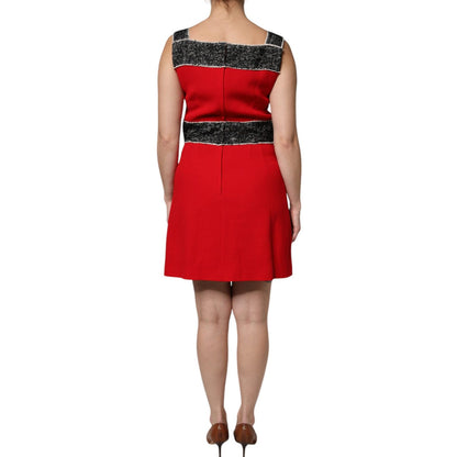 Dolce & Gabbana Red Wool Sleeveless A-line Flared Mini Dress