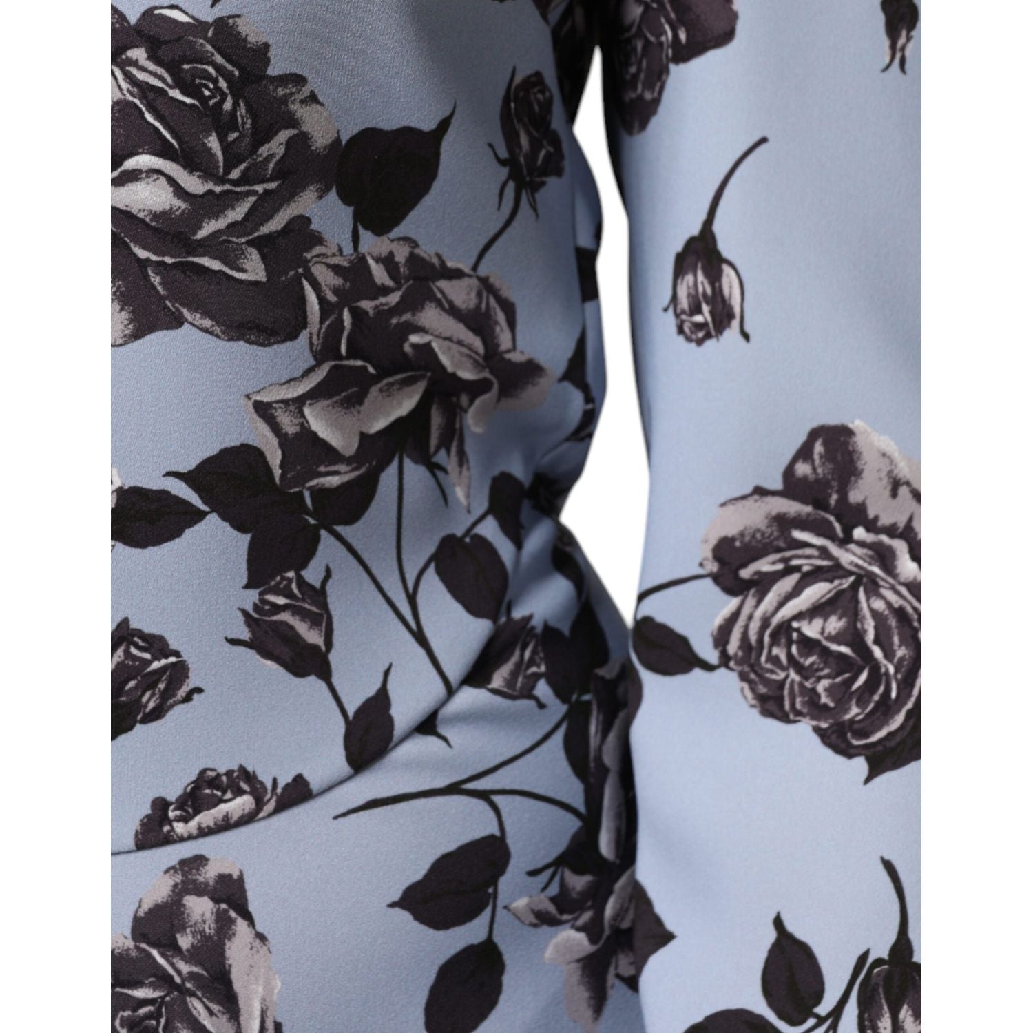 Valentino Light Blue Floral Long Sleeves A-line Mini Dress