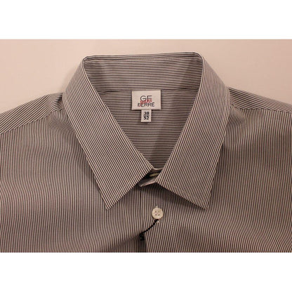 GF Ferre Gray Striped Cotton Casual Shirt