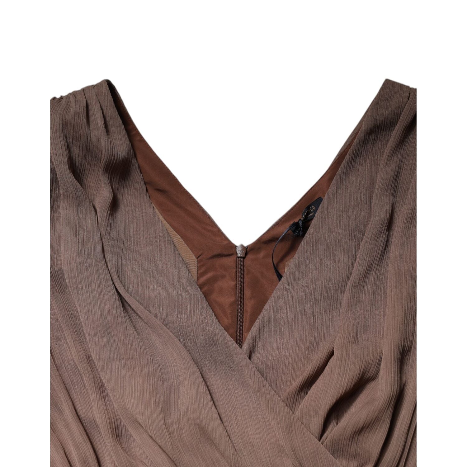 Peserico Brown Sleeveless Deep V-neck A-line Long Maxi Dress
