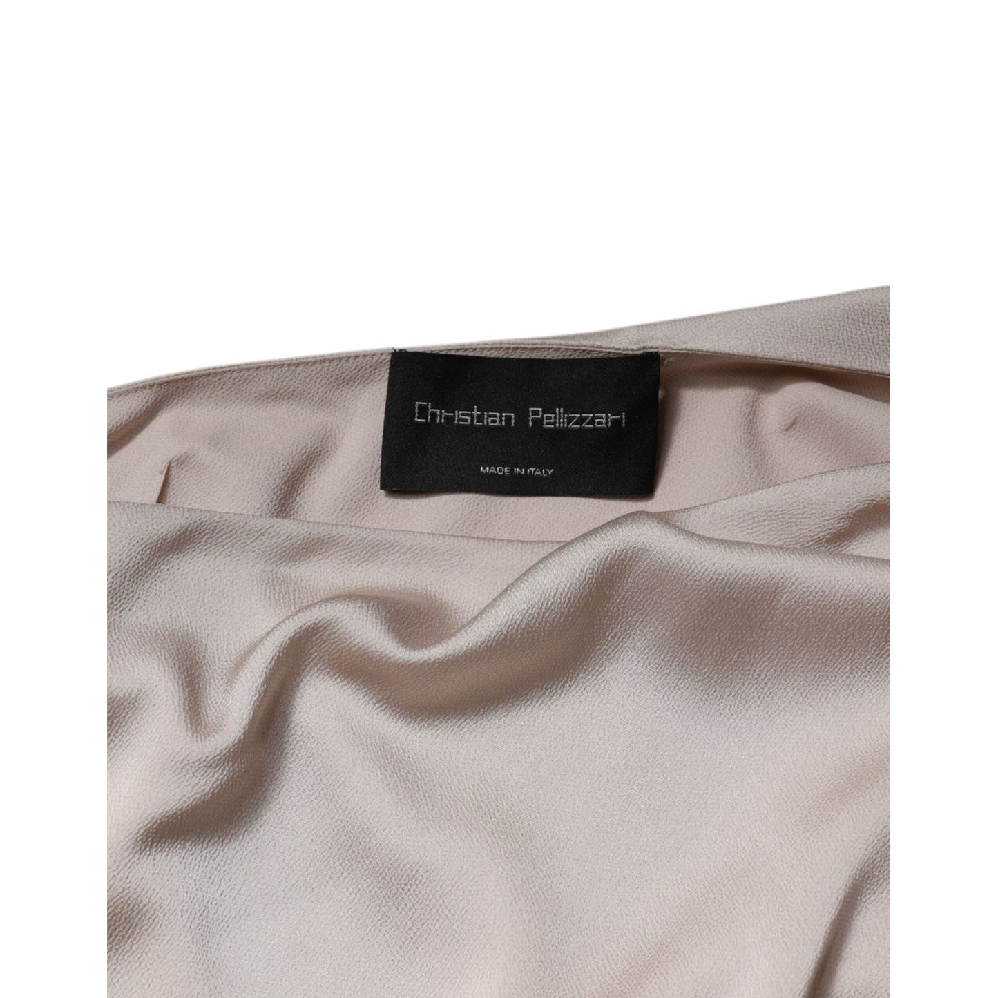 Christian Pellizzari Beige One Shoulder Asymmetric Drape Dress