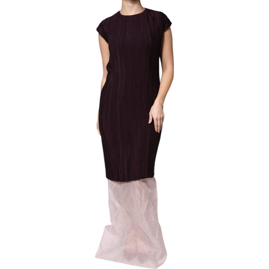 Barbara Casasola Barbara Casasola Brown Silk Short Sleeves Sheath Maxi Dress DR281436-40