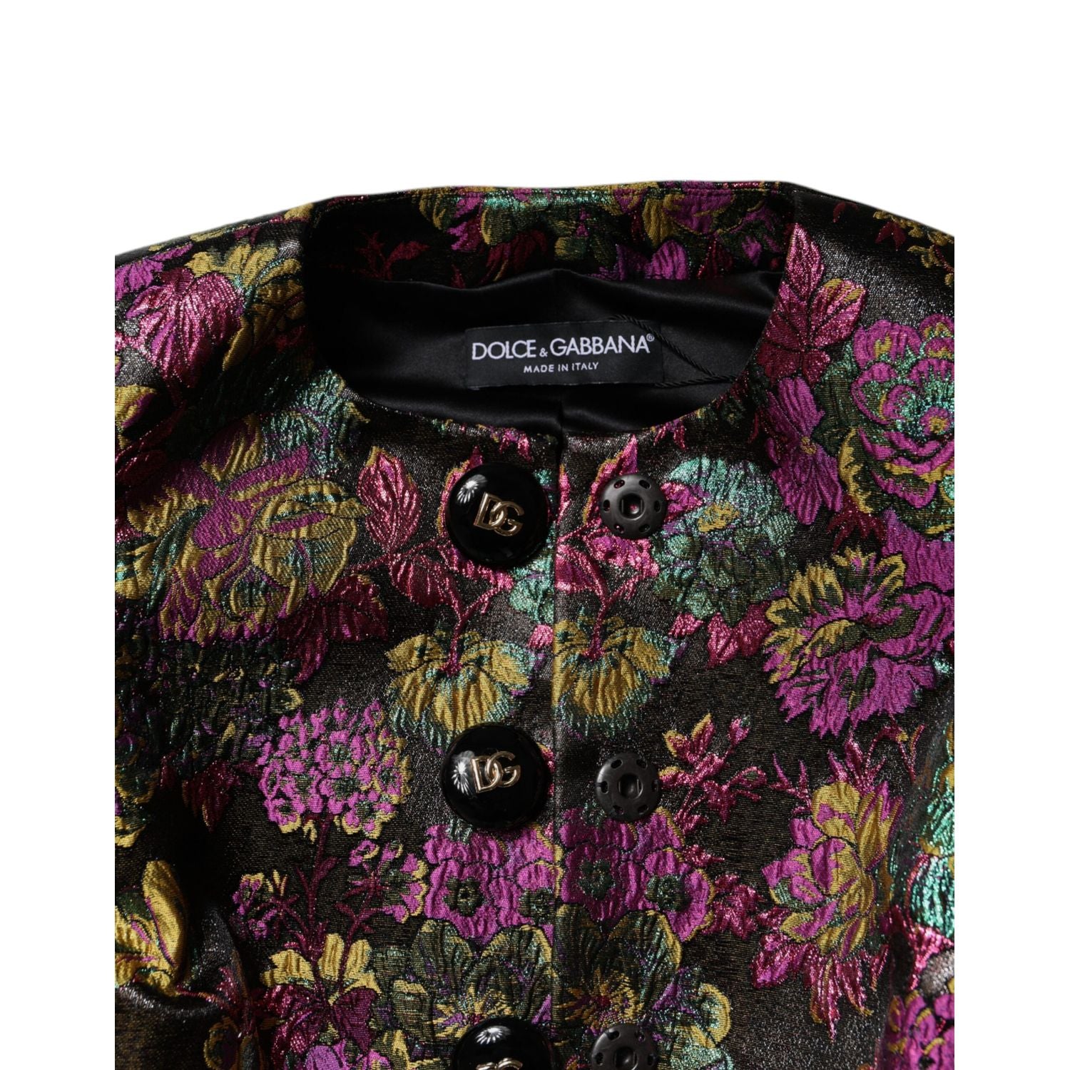 Dolce & Gabbana Multicolor Floral Jacquard Cropped Jacket