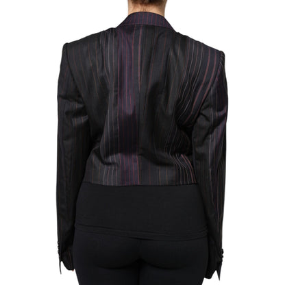 Dolce & Gabbana Multicolor Stripes Wool Cropped Blazer Coat Jacket