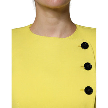 Dolce & Gabbana Lemon Yellow Wool Long Sleeves Cropped Coat Jacket