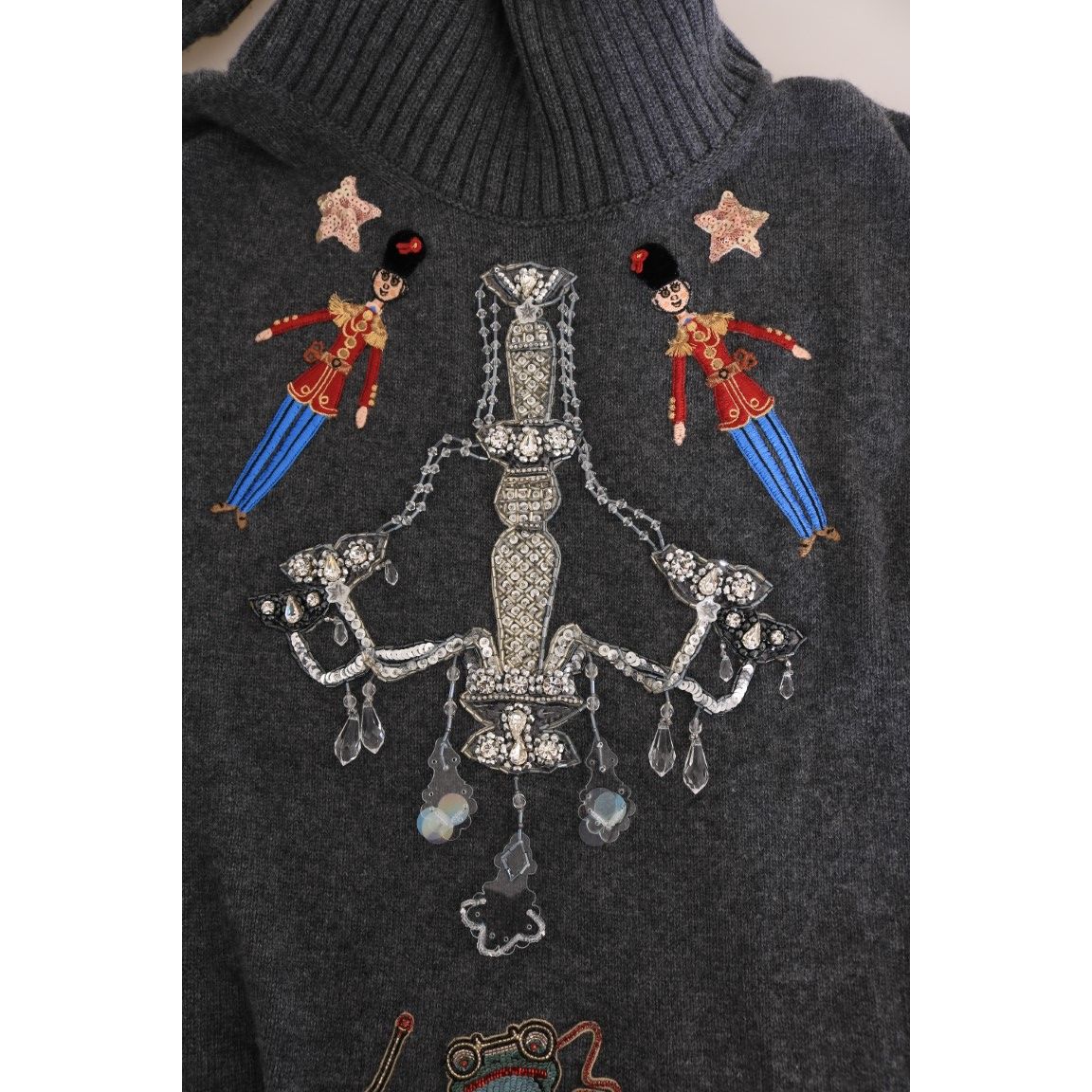 Dolce & Gabbana Fairy Tale Crystal Gray Cashmere Sweater