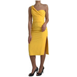 Dolce & Gabbana Yellow One Shoulder Side Slit Midi Dress DR28773#2-40