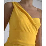 Dolce & Gabbana Yellow One Shoulder Side Slit Midi Dress DR28773#2-40