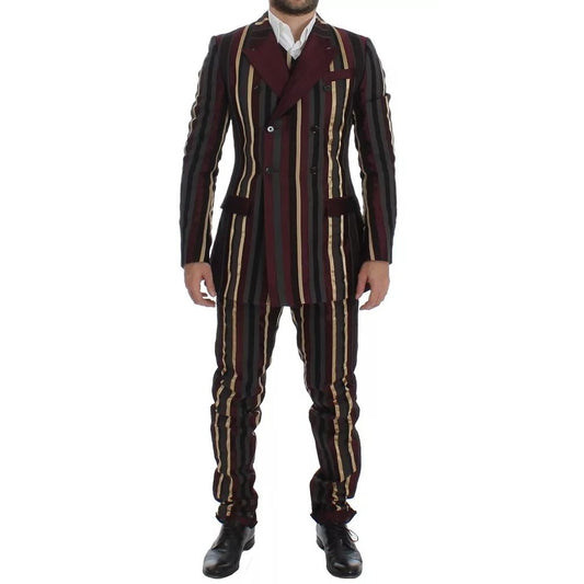 Dolce & Gabbana Multicolor Striped Runway 3 Piece Slim Fit Vest Suit