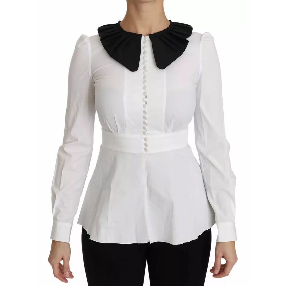 Dolce & Gabbana Black White Decorative Buttons Tops Shirt Blouse