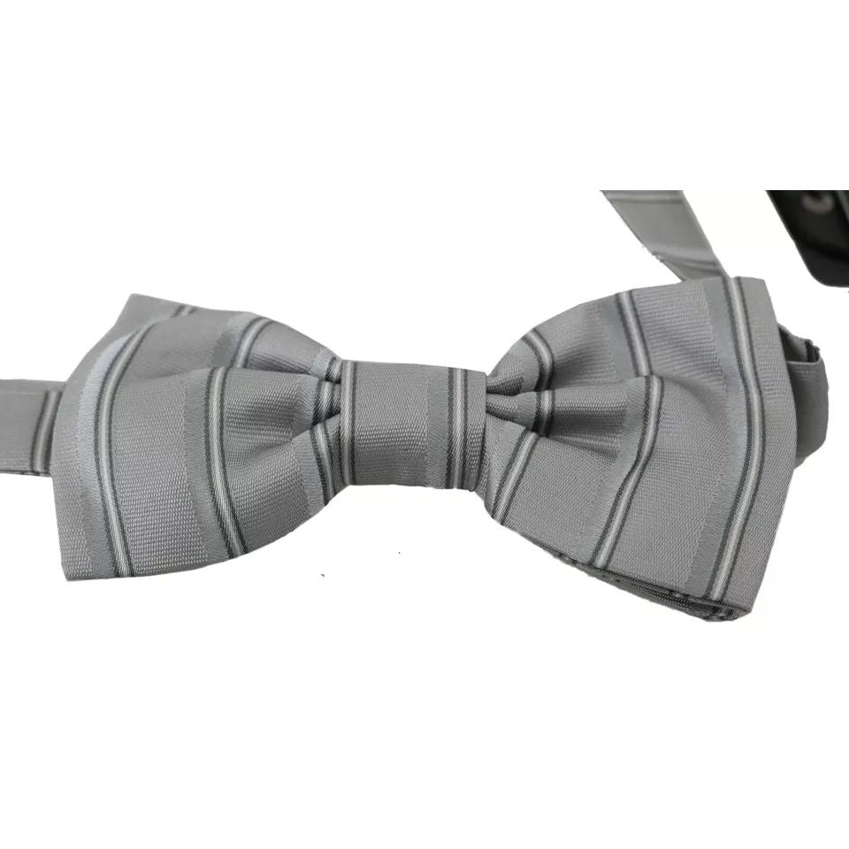 Dolce & Gabbana Light Gray Lining Adjustable Neck Butterfly Bow Tie