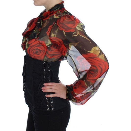 Dolce & Gabbana Elegant Black Floral Brocade Corset Belt Dolce & Gabbana Black