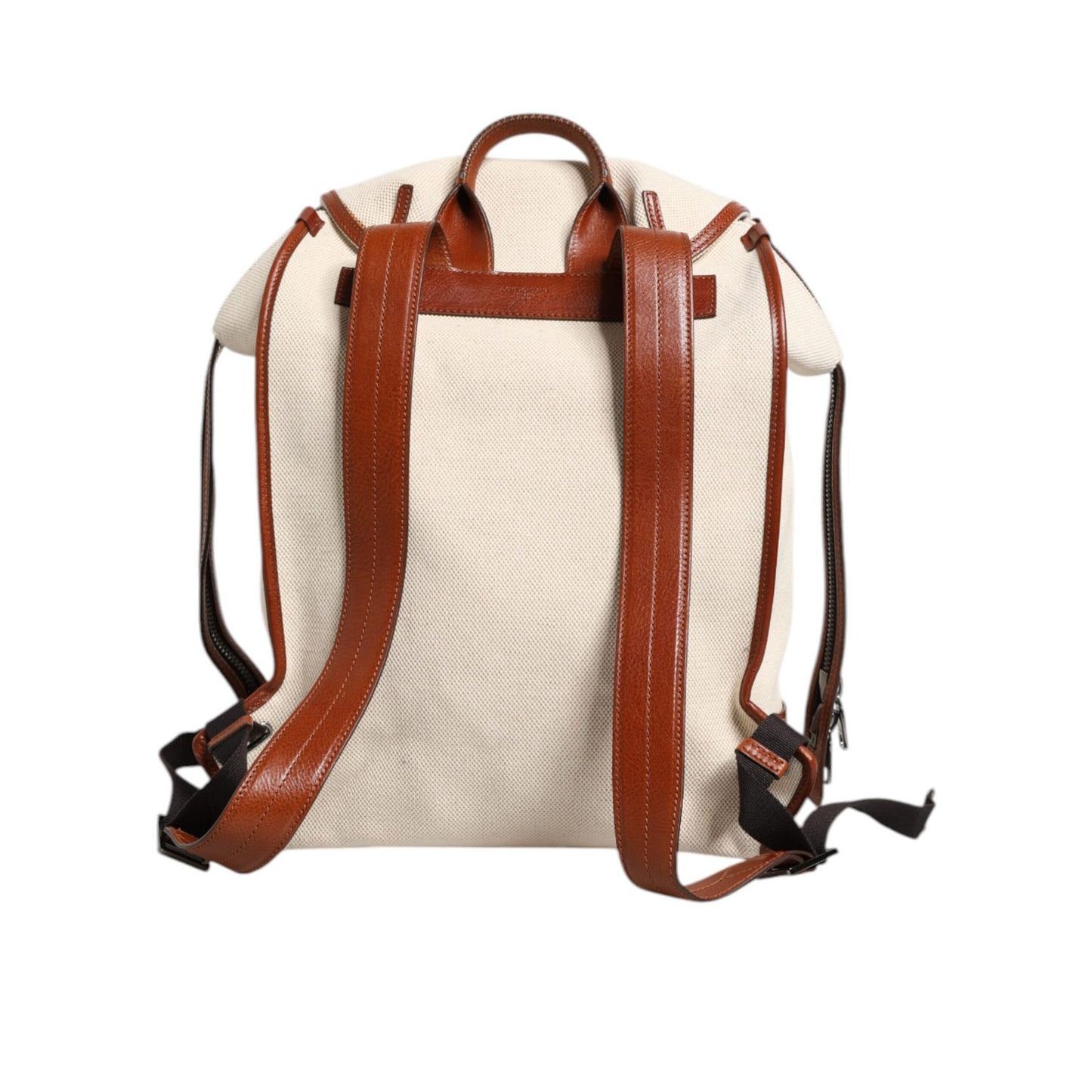 Dolce & Gabbana Beige Brown Canvas Leather Travel Back Pack Bag