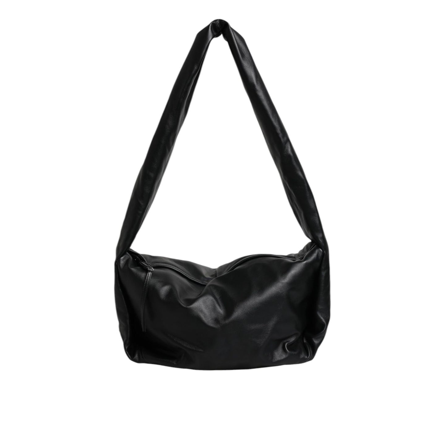 Dolce & Gabbana Black Leather Logo Plaque Shoulder Bag