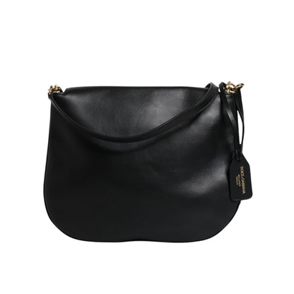 Dolce & Gabbana Black Leather Flap Saddle Shoulder Bag