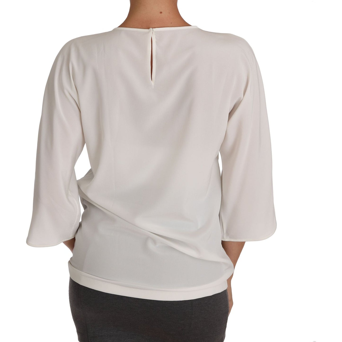 Dolce & Gabbana White Silk #dgfamily Crystal T-shirt TSH3368-44