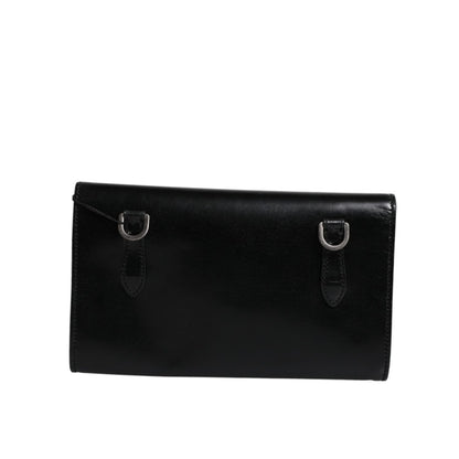 Dolce & Gabbana Black Leather Logo Embossed Crossbody Bag