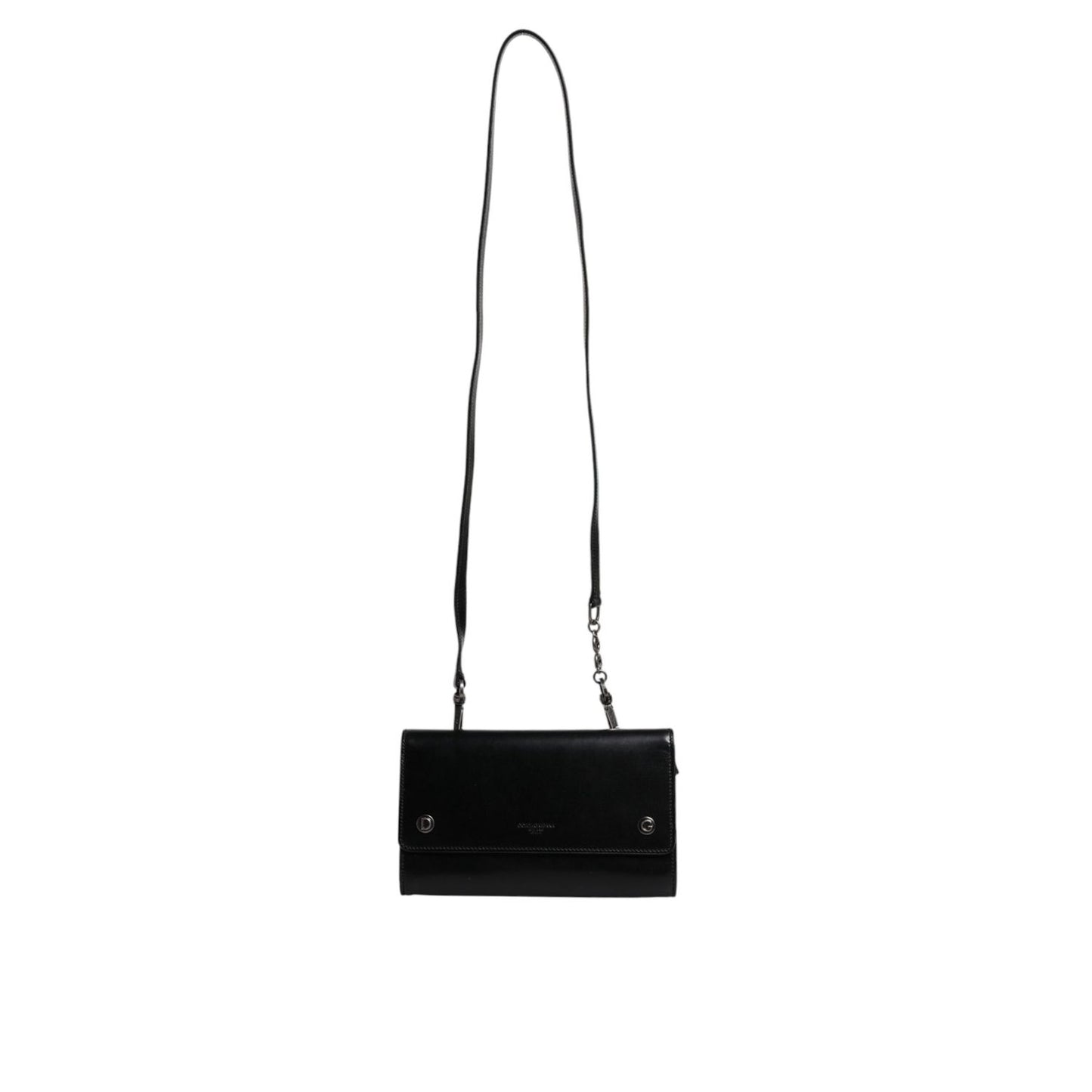 Dolce & Gabbana Black Leather Logo Embossed Crossbody Bag