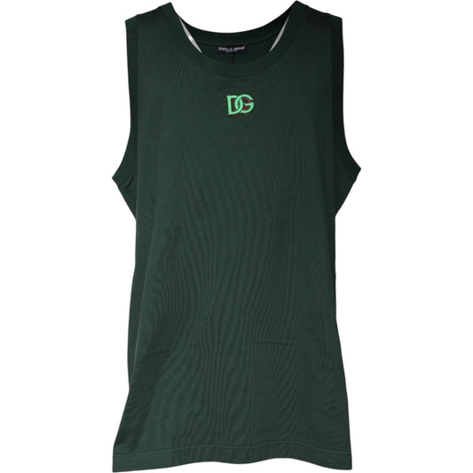 Dolce & Gabbana Green DG Sleeveless Round Neck Tank T-shirt