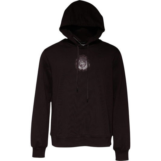 Dolce & Gabbana Brown Cotton Hooded Men Sweatshirt Sweater