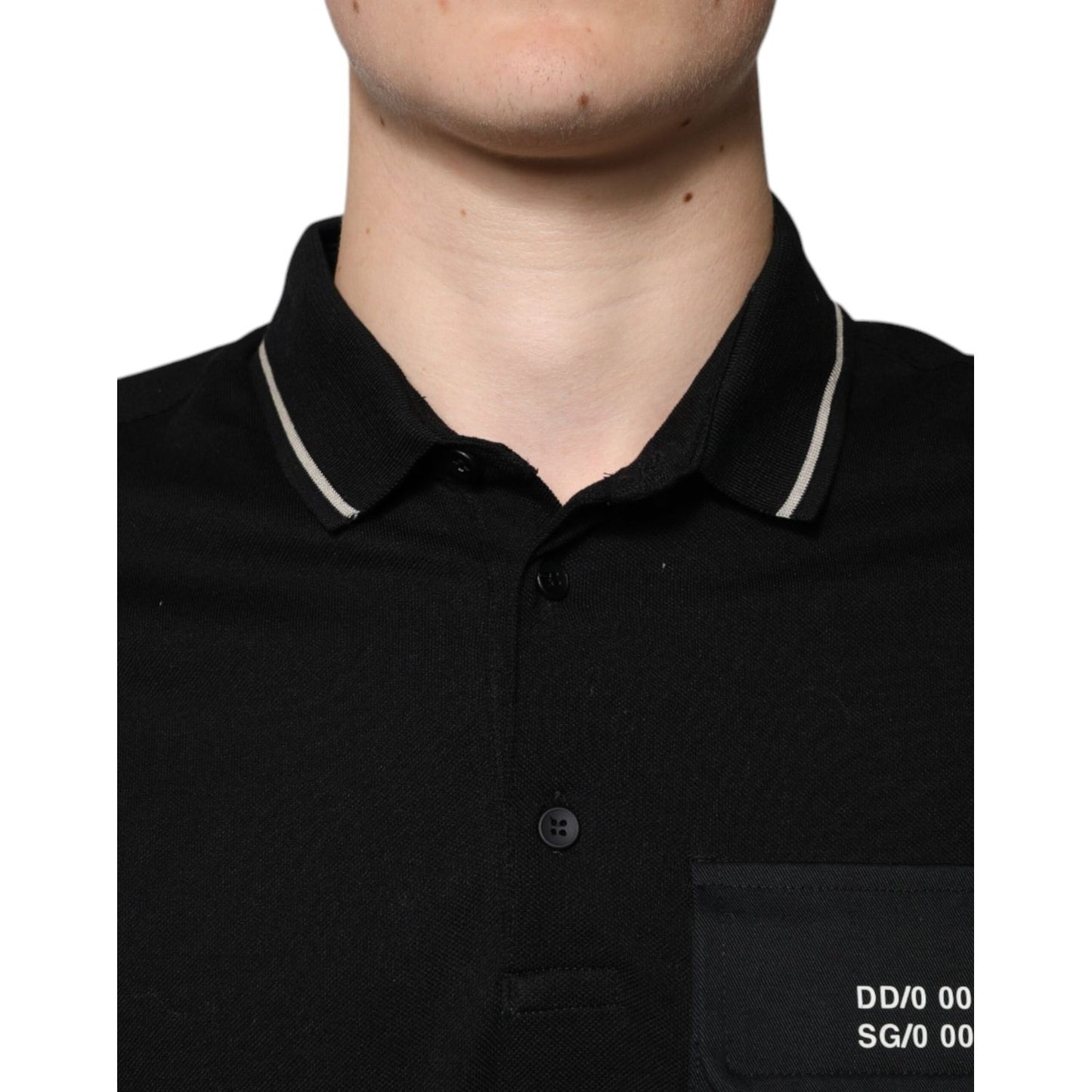 Dolce & Gabbana Black White Cotton Short Sleeves Polo T-shirt