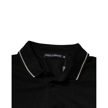 Dolce & Gabbana Black White Cotton Short Sleeves Polo T-shirt
