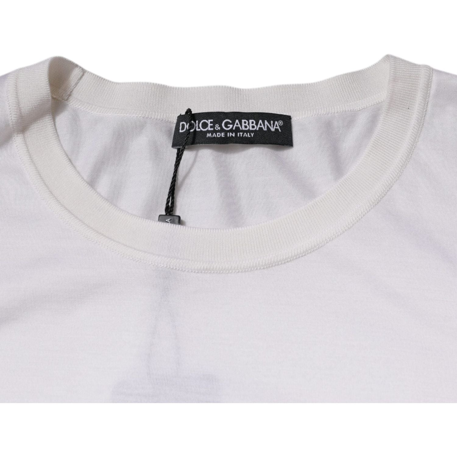 Dolce & Gabbana White Silk Crew Neck Men Pullover Sweater