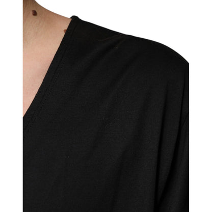 Dolce & Gabbana Black Cotton V-neck Short Sleeves T-shirt