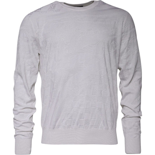 Dolce & Gabbana White Silk Crew Neck Men Pullover Sweater