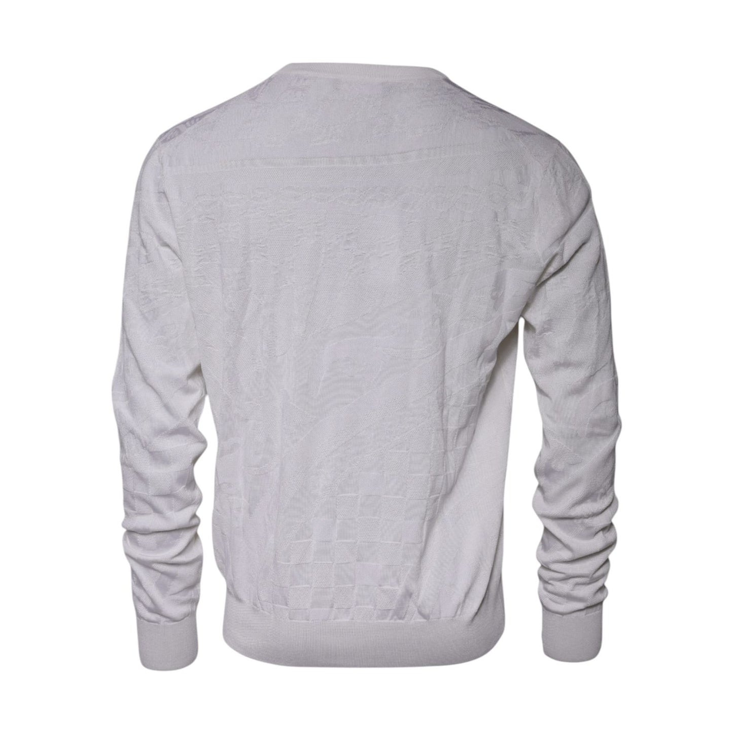 Dolce & Gabbana White Silk Crew Neck Men Pullover Sweater