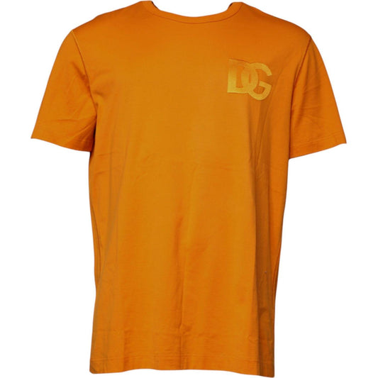 Dolce & Gabbana Orange Logo Cotton Crew Neck T-shirt