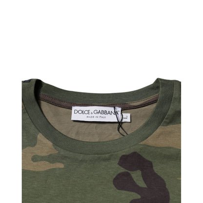 Dolce & Gabbana Multicolor Camouflage Cotton Crew Neck T-shirt