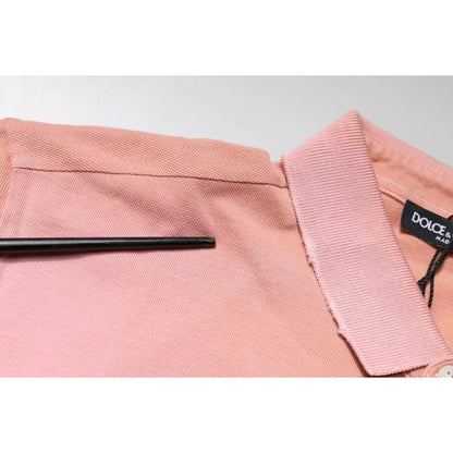 Dolce & Gabbana Pink Crown Collared Short Sleeve Polo T-shirt