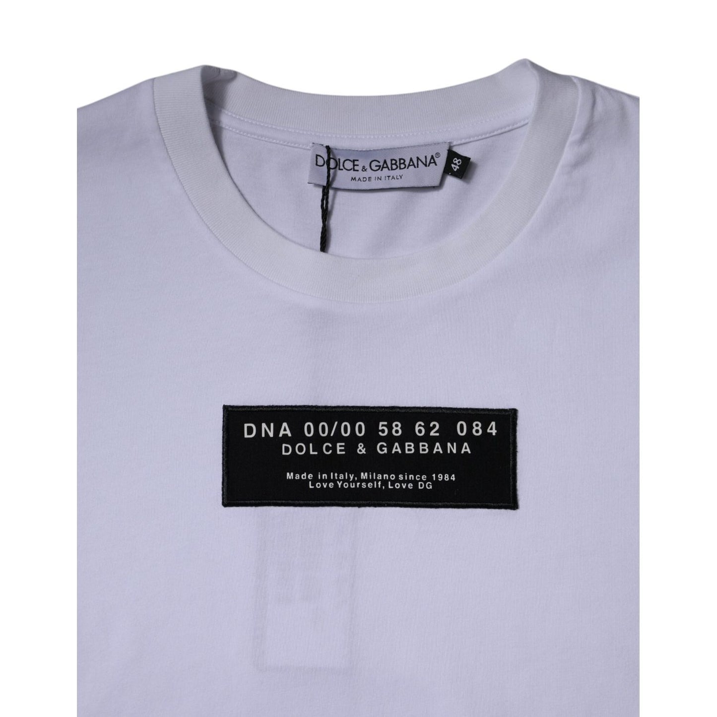 Dolce & Gabbana White Logo Print Cotton Crew Neck T-shirt