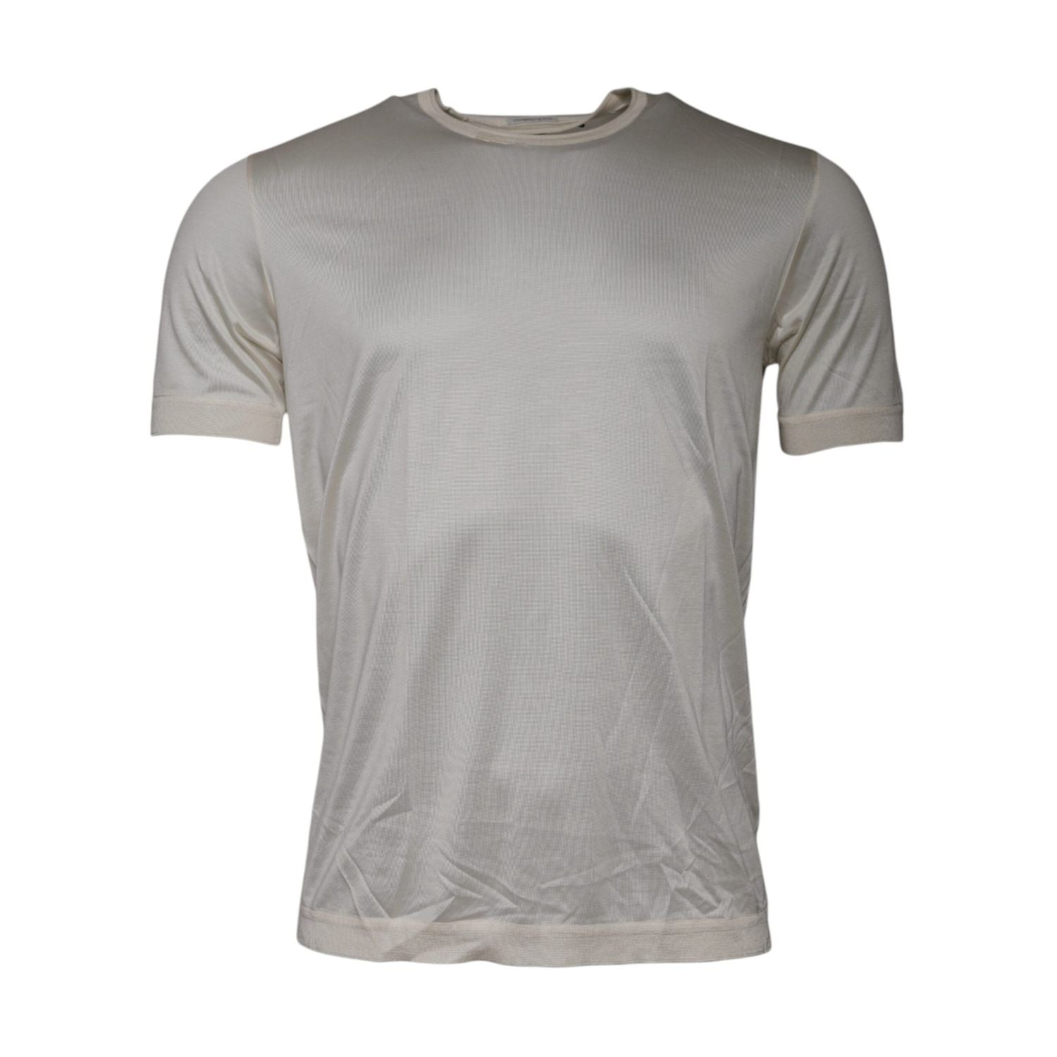 Dolce & Gabbana Off White Silk Crew Neck Short Sleeve T-shirt