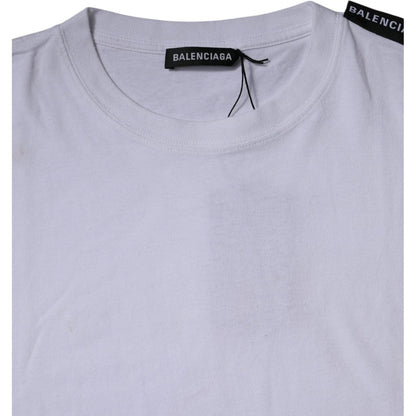 Balenciaga White Logo Cotton Jersey Crew Neck Short Sleeves T-shirt