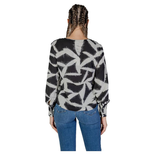 Jacqueline De Yong Black Recycled Polyester Shirt Jacqueline De Yong Gray
