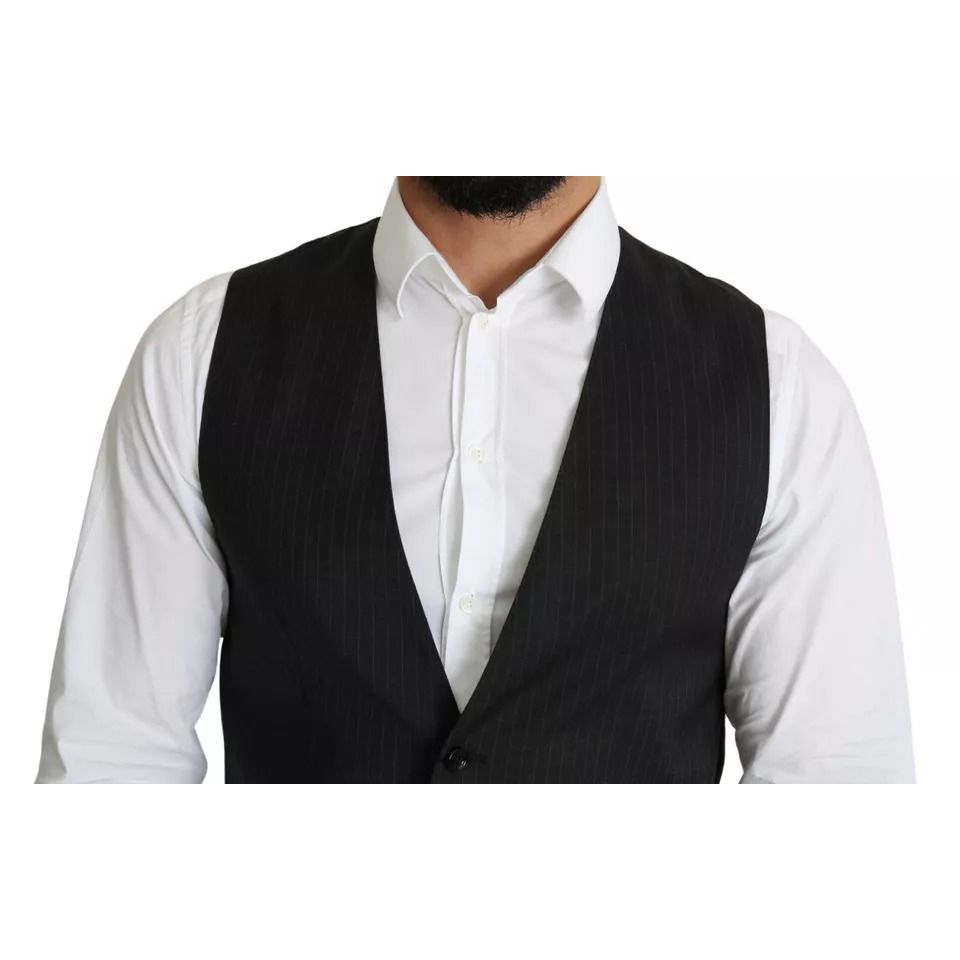 Dolce & Gabbana Black Men Formal STAFF Dress Waistcoat Vest
