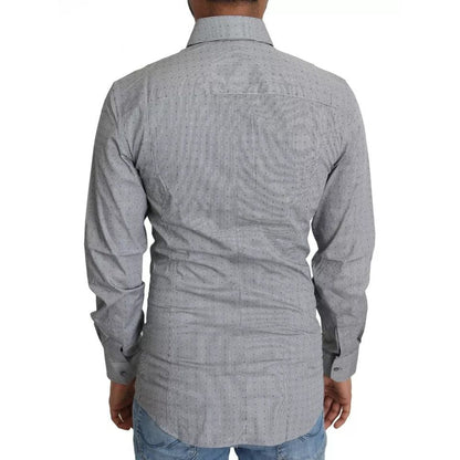 Dolce & Gabbana Gray SICILIA Dotted Semi Fitted Formal Shirt