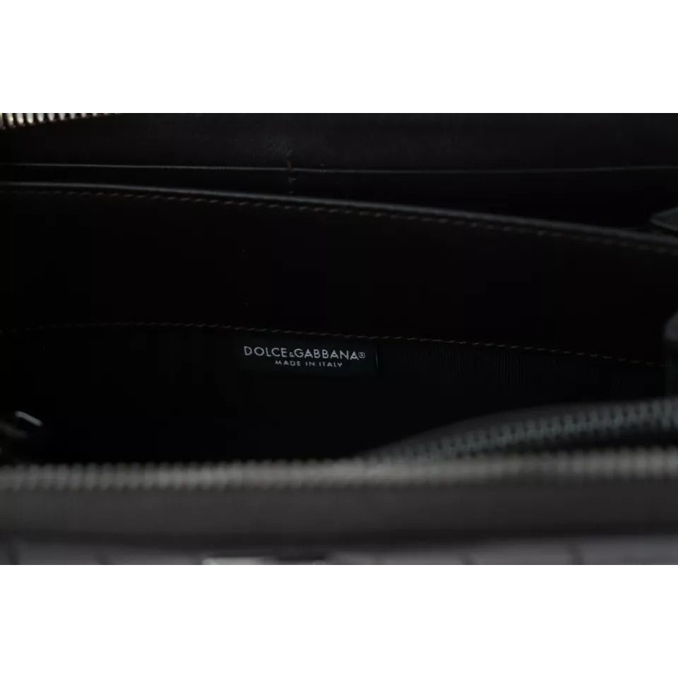 Dolce & Gabbana Brown Exotic Leather Zip Around Continental Clutch Wallet