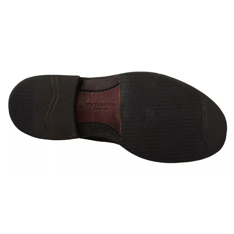 Dolce & Gabbana Black Perforated Leather Lace Up Derby Shoes