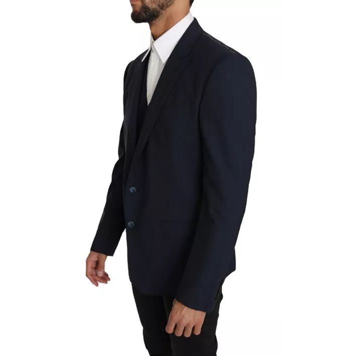 Dolce & Gabbana Blue Wool MARTINI Blazer Vest 2 Piece