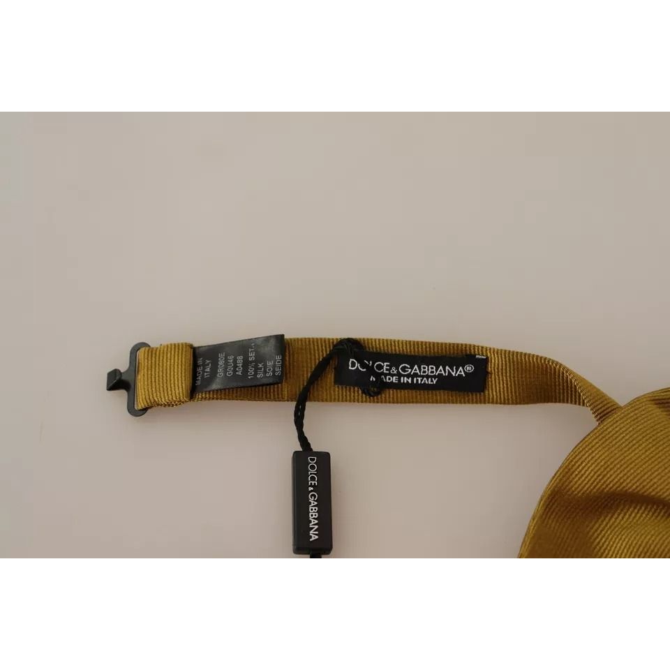 Dolce & Gabbana Yellow Mustard 100% Silk Butterfly Bow Tie Men