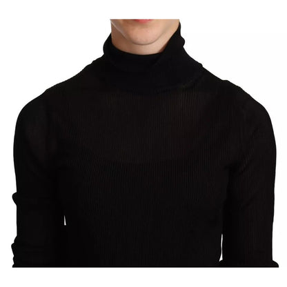 Dolce & Gabbana Black Turtleneck Slim Fit Pullover Sweater