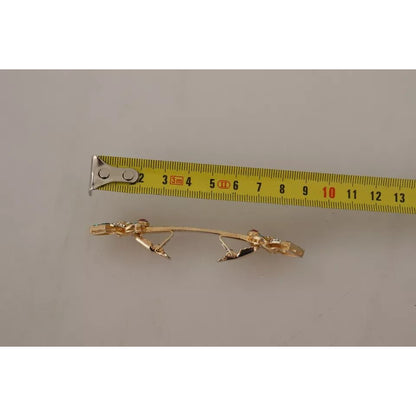 Dolce & Gabbana Gold Plated 925 Sterling Silver Crystal Collar Stop Brooch
