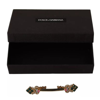 Dolce & Gabbana Gold Plated 925 Sterling Silver Crystal Collar Stop Brooch